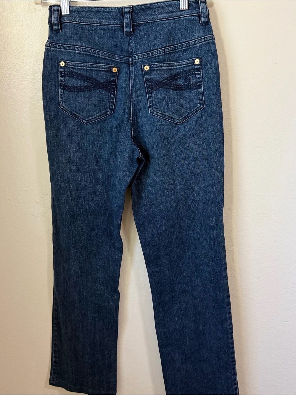 Vintage St. John Sport High Rise Straight Leg Blue Denim Jeans Size2 Gold Button - Picture 8 of 13